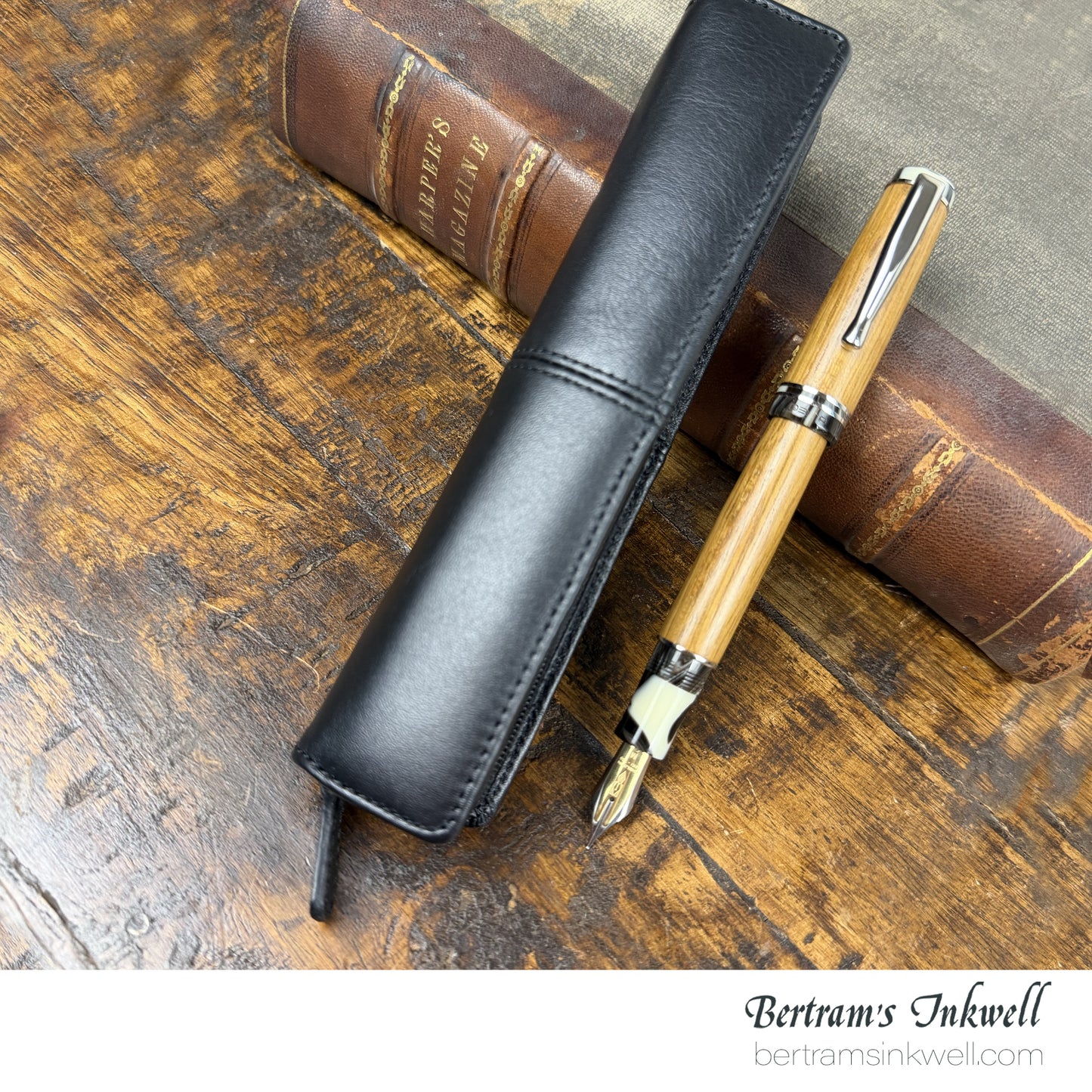 DELTA SeaWood, Light Iroko Wood Fountain Pen, 2013, DS94028 With Leather Pen Case
