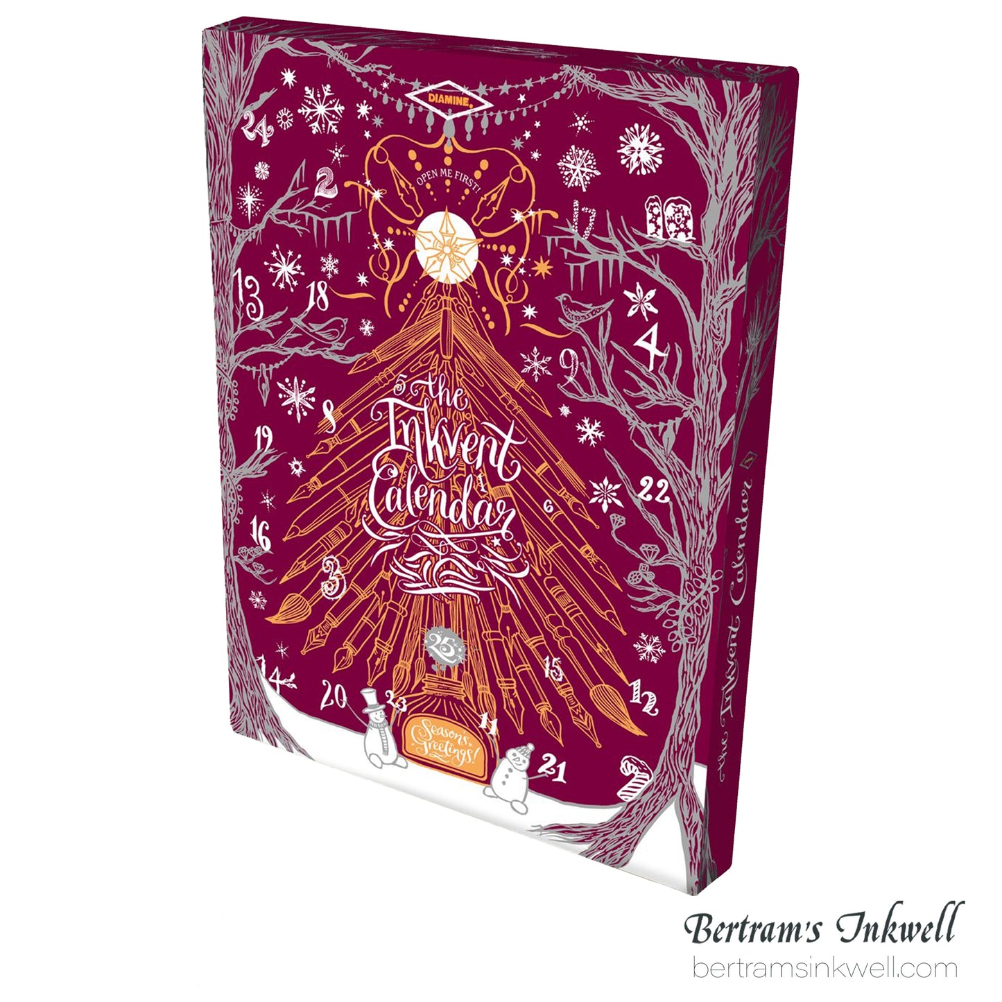 Diamine 2026 InkVent Advent Calendar Burgundy, 25 ink bottles