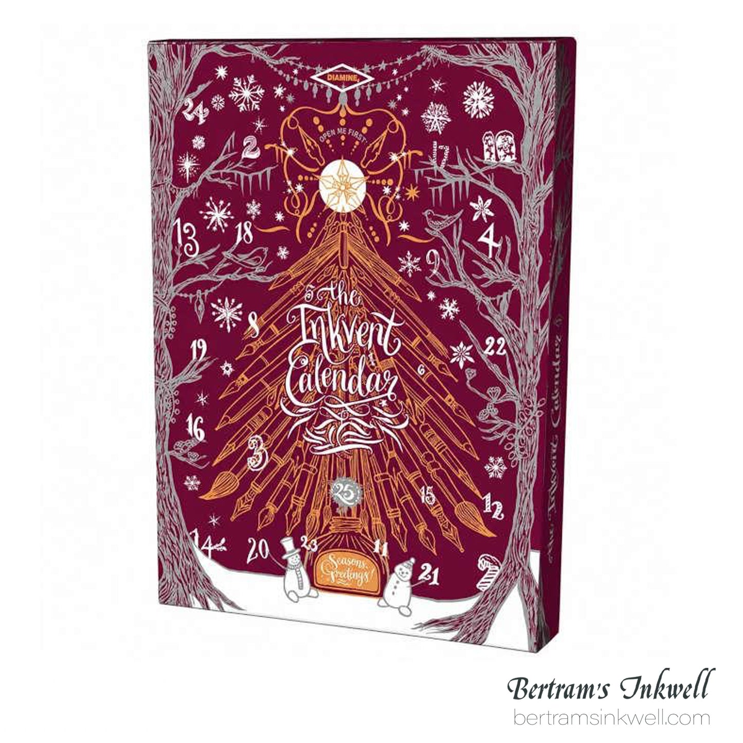 Diamine 2026 InkVent Advent Calendar Burgundy, 25 ink bottles