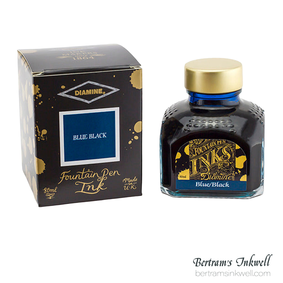 Diamine Blue Black Fountain Pen Ink Bottle 80ml