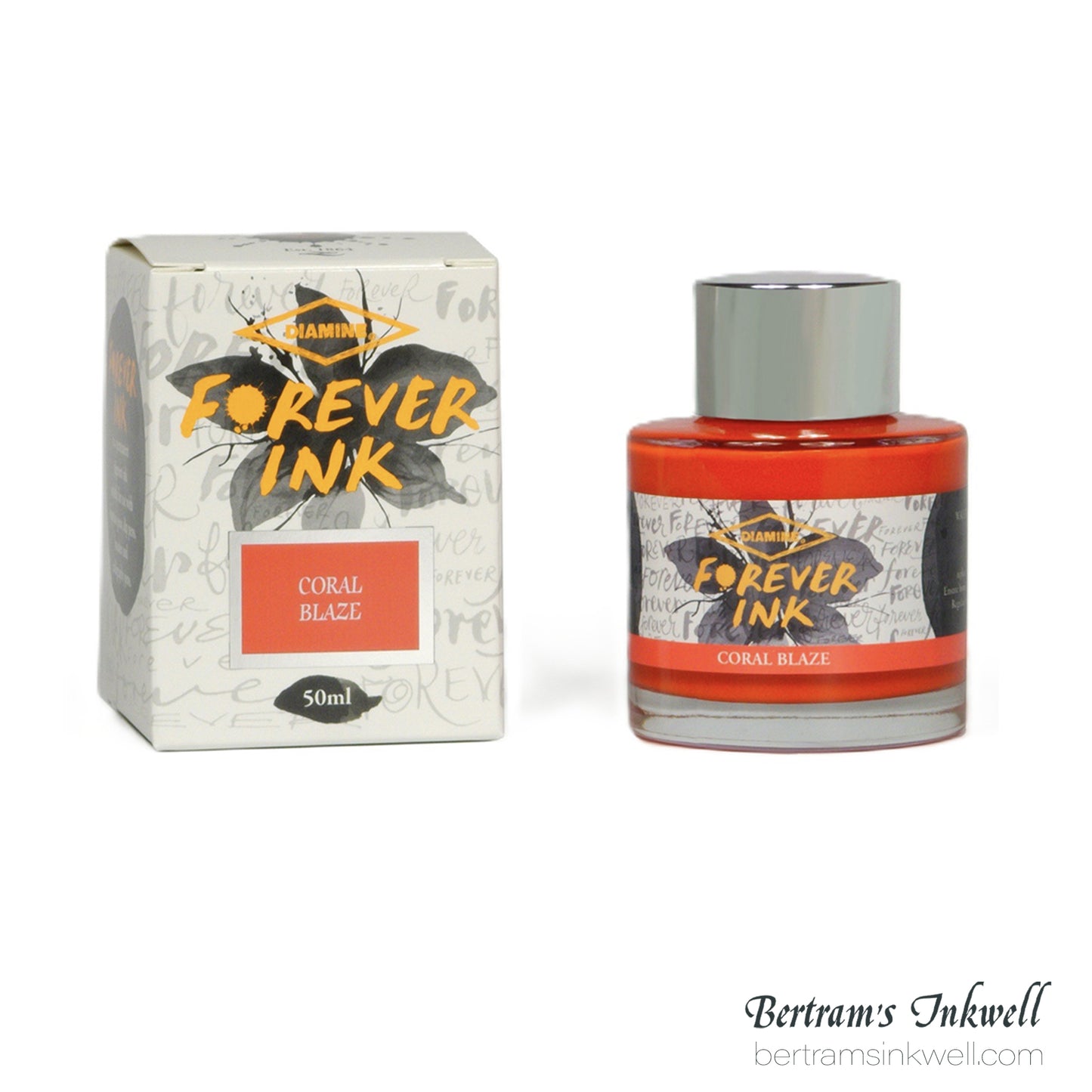 Diamine Forever Permanent Pigment Bottled Ink Coral Blaze 50ml