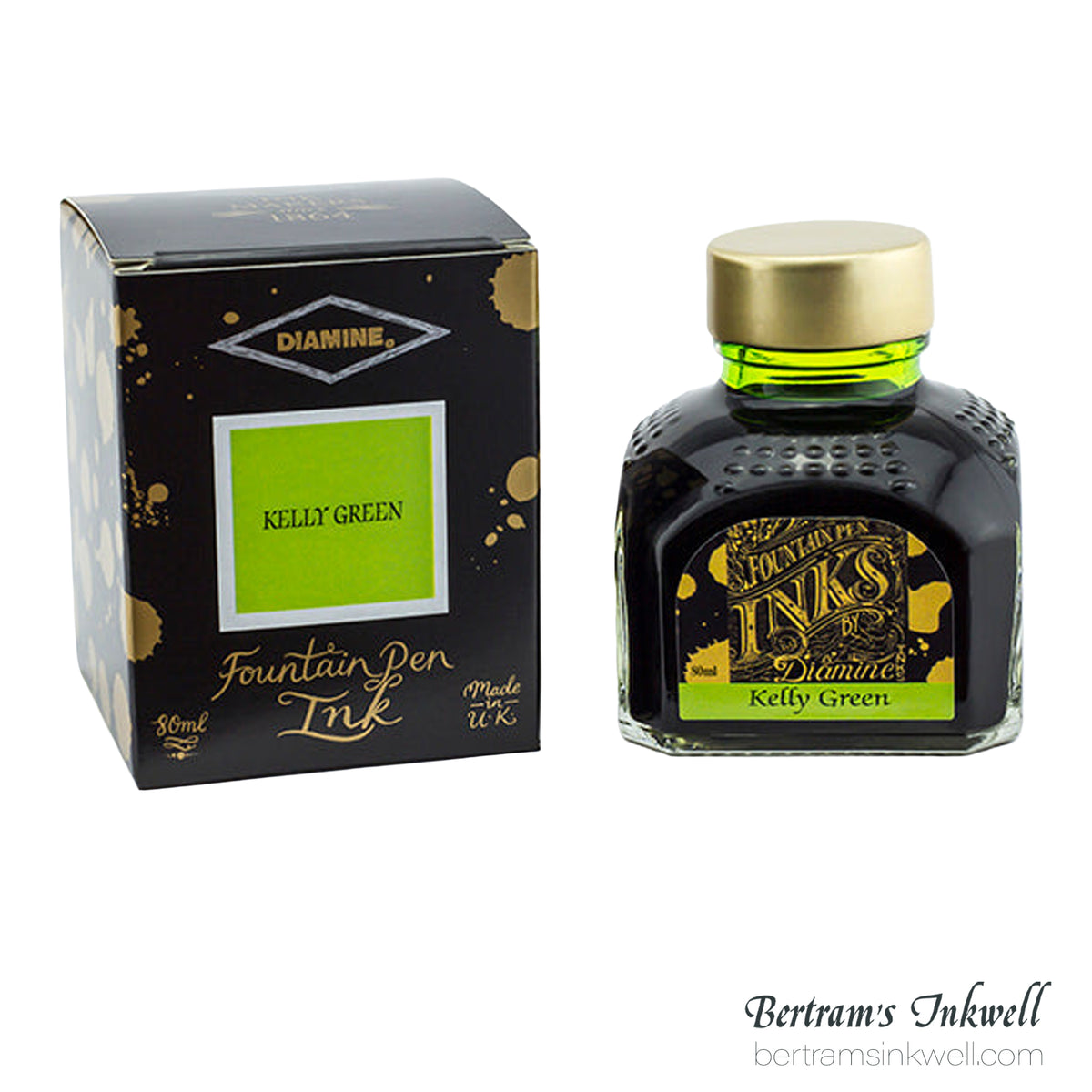 Diamine Kelly Green Fountain Pen Ink Bottle 80ml