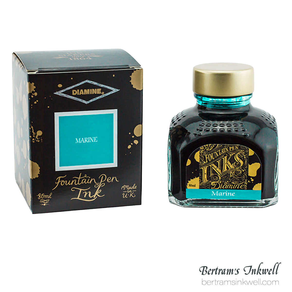 Diamine Marine Fountain Pen Ink Bottle 80ml