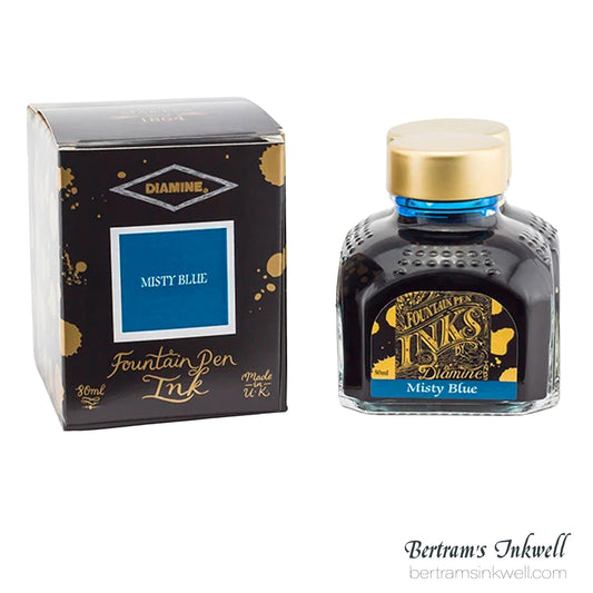 Diamine Misty Blue Fountain Pen Ink Bottle 80ml