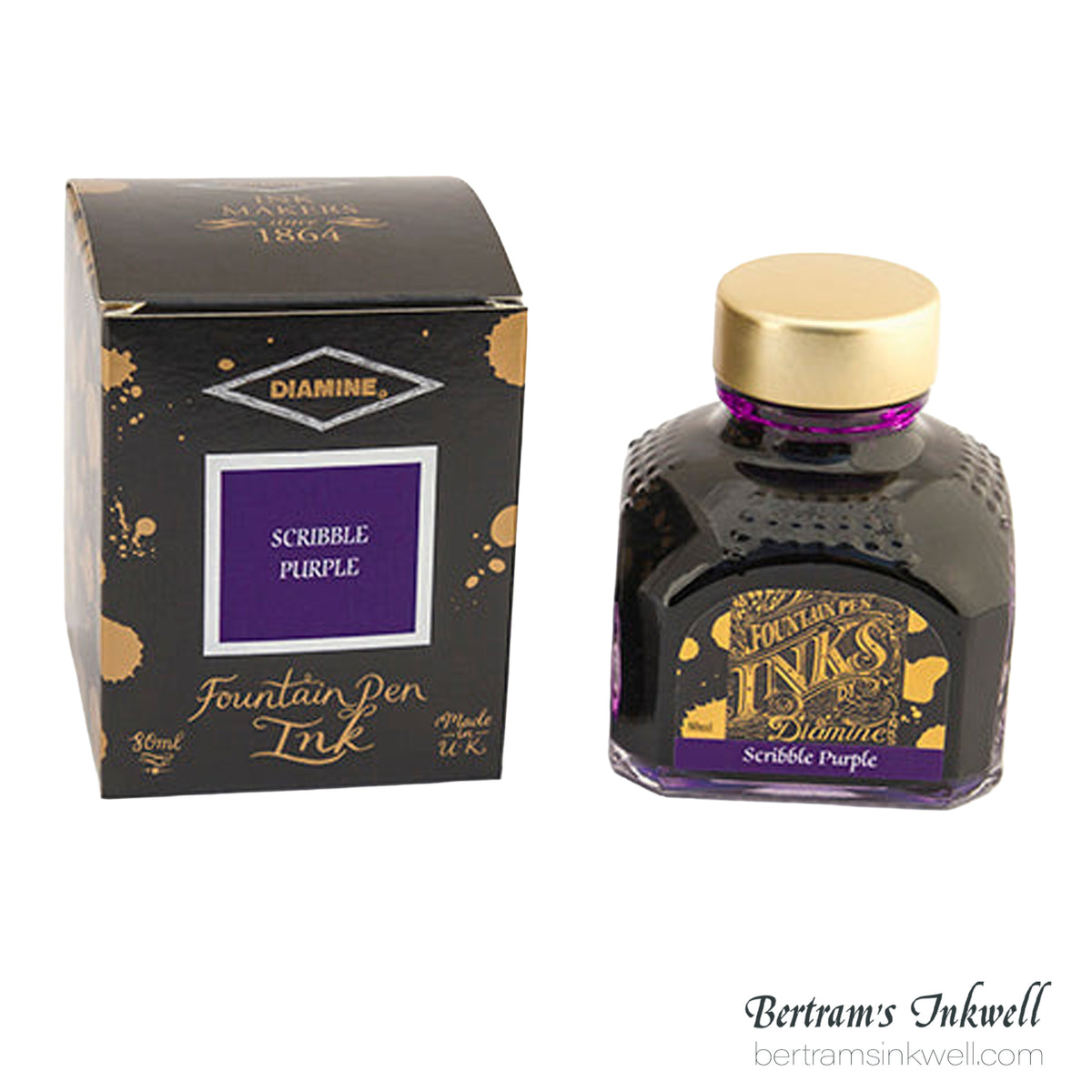 Diamine Scribble Purple Fountain Pen Ink Bottle 80ml