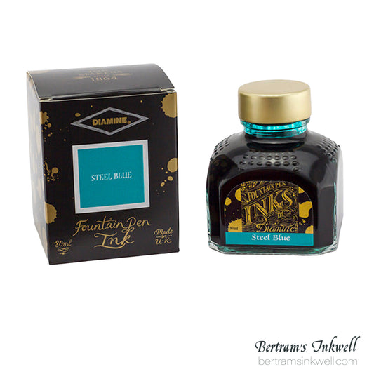 Diamine Steel Blue Fountain Pen Ink Bottle 80ml