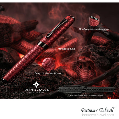 Diplomat Cobra Burgundy Red Guilloche Rollerball