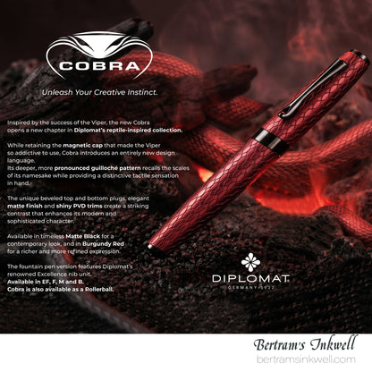 Diplomat Cobra Burgundy Red Guilloche Rollerball