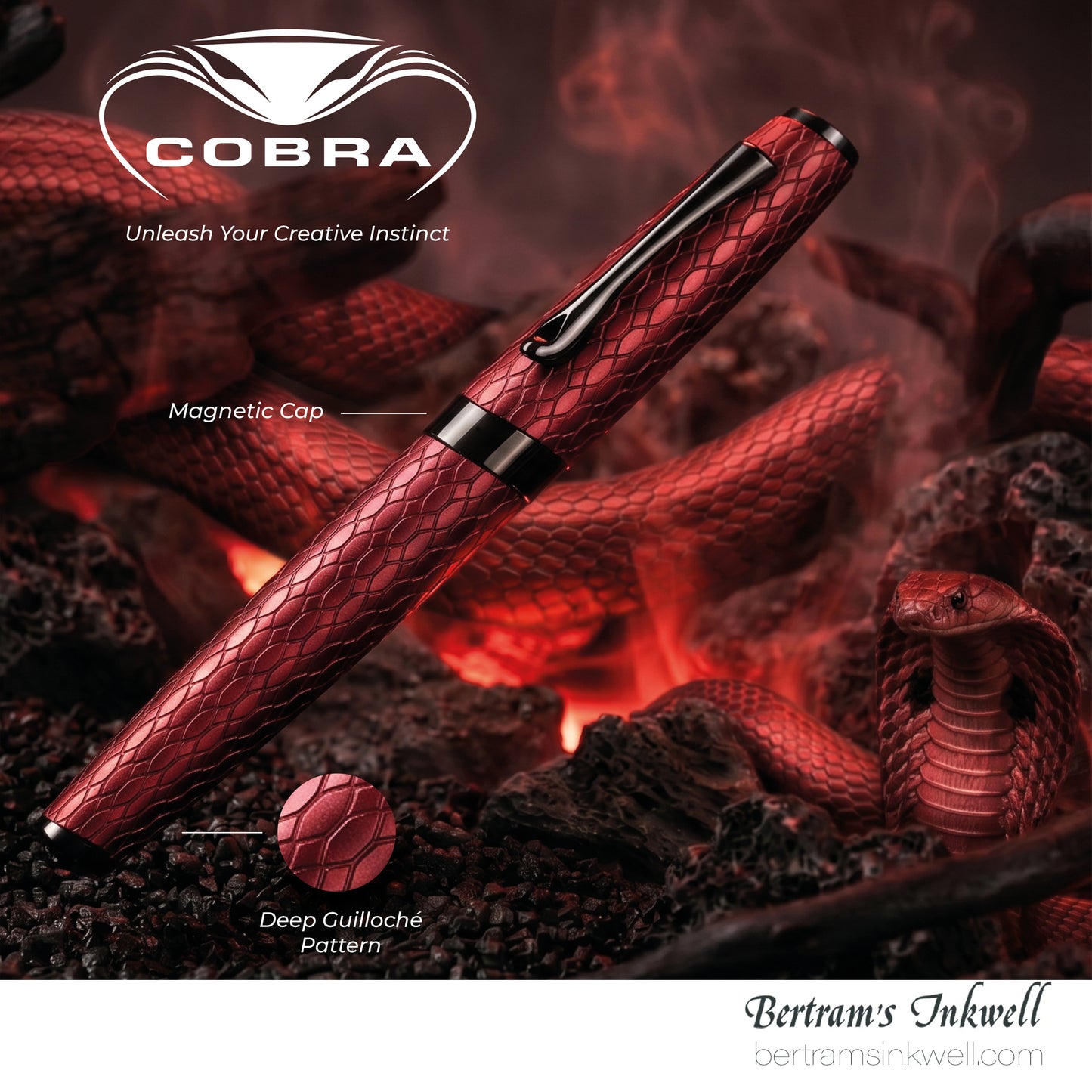 Diplomat Cobra Burgundy Red Guilloche Fountain Pen