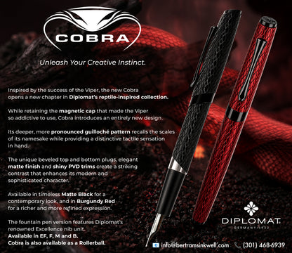 Diplomat Cobra Matte Black Guilloche Fountain Pen