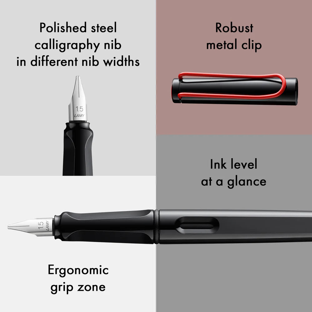 Lamy Joy AL Shiny Black with Red Clip Calligraphy Fountain Pen