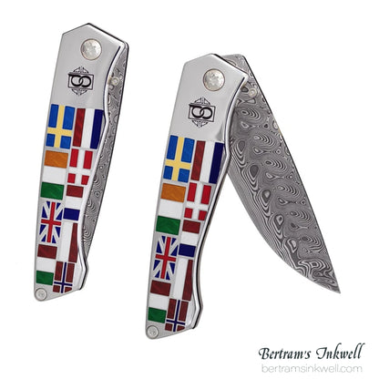 David Oscarson Ellis Island Translucent Ruby Red Hard Enamel Folding Knife