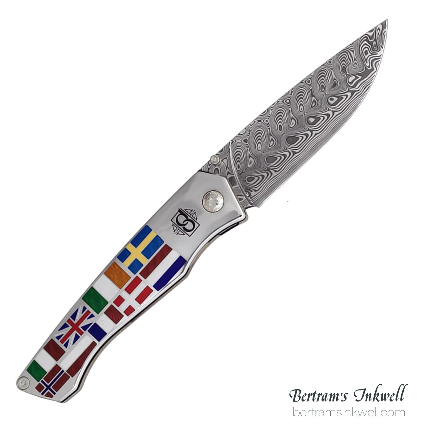 David Oscarson Ellis Island Translucent Ruby Red Hard Enamel Folding Knife
