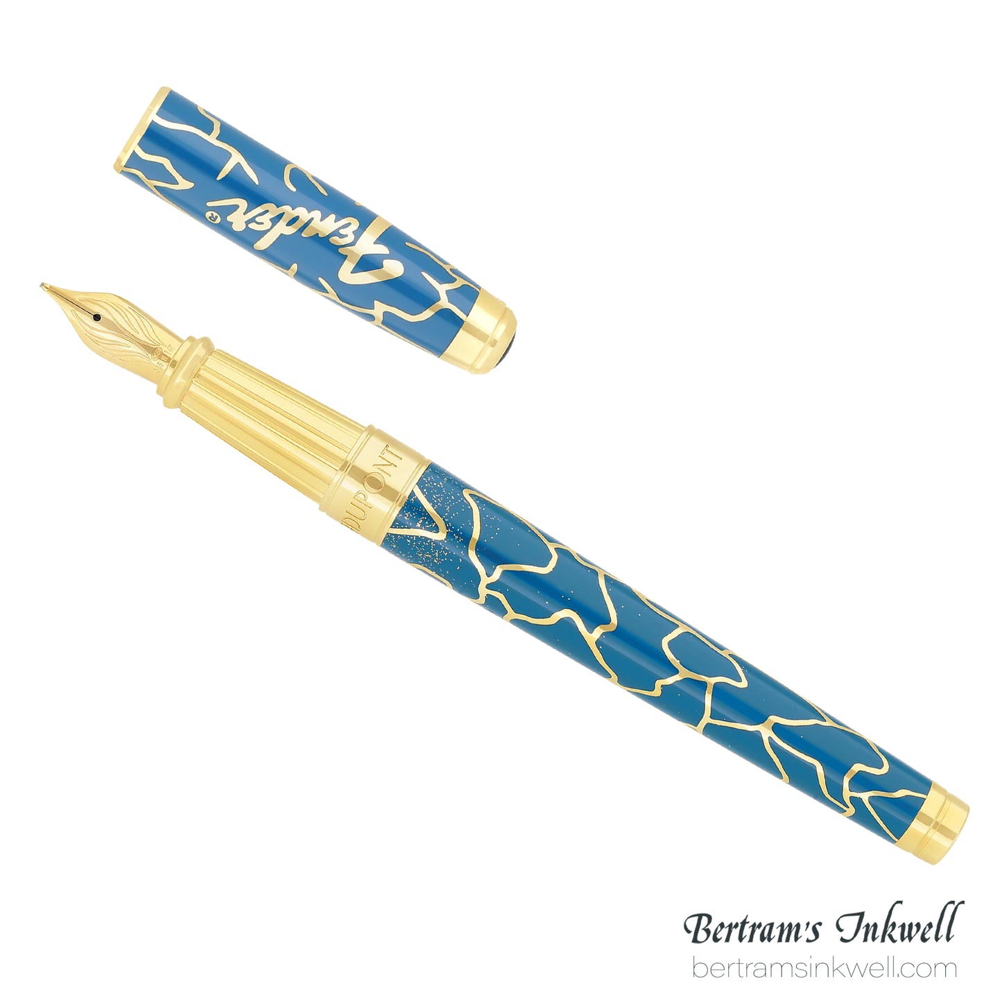 ST Dupont Line D Eternity Large Fender Blue & Golden Fountain Pen