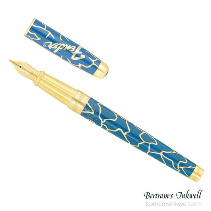 ST Dupont Line D Eternity Large Fender Blue & Golden Fountain Pen