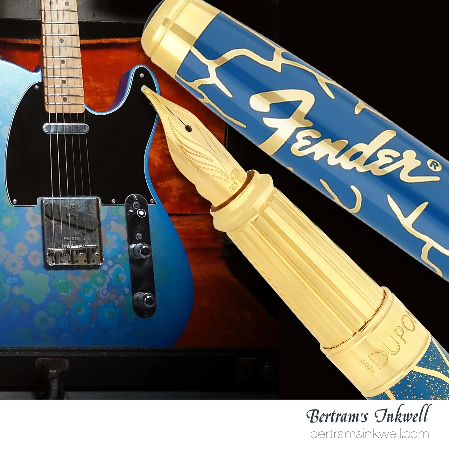 ST Dupont Line D Eternity Large Fender Blue & Golden Fountain Pen