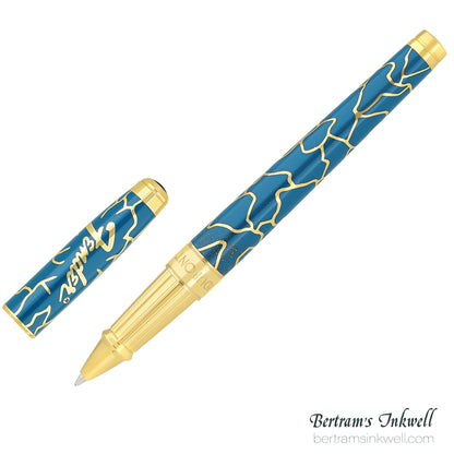 ST Dupont Line D Eternity Large Fender Blue & Golden Rollerball