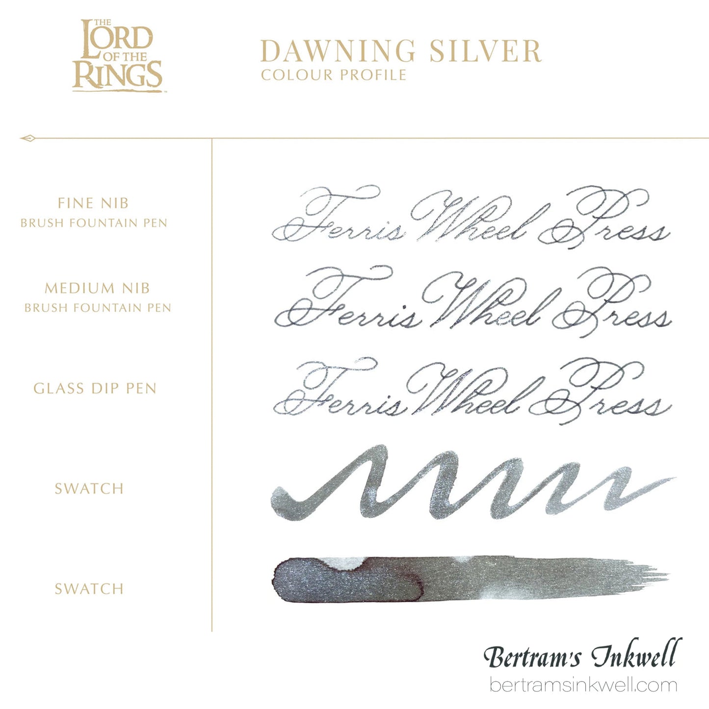 Ferris Wheel Press x Lord of the Rings - Dawning Silver - 28ml Ink Bottle