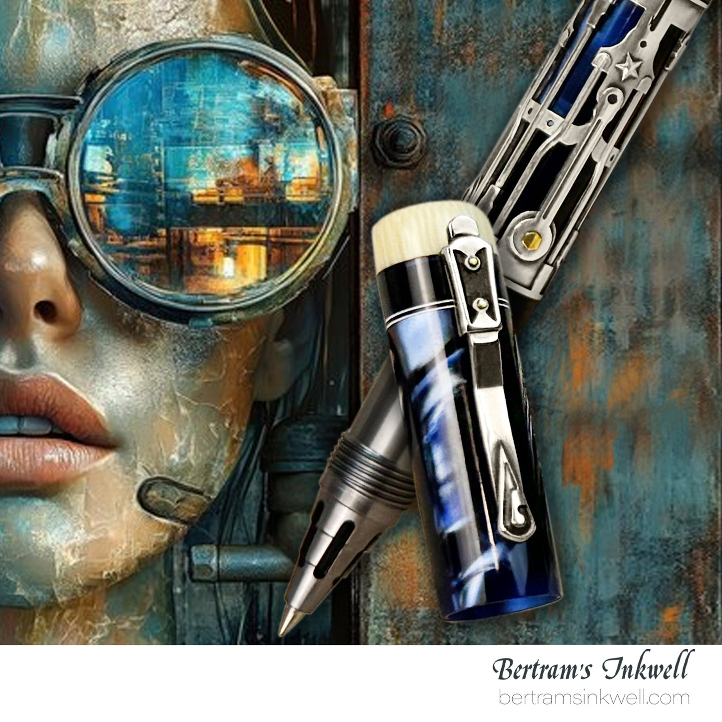 Gisi Pen Company Steampunk Titanium Blue Machine Limited Edition Rollerball, 2007