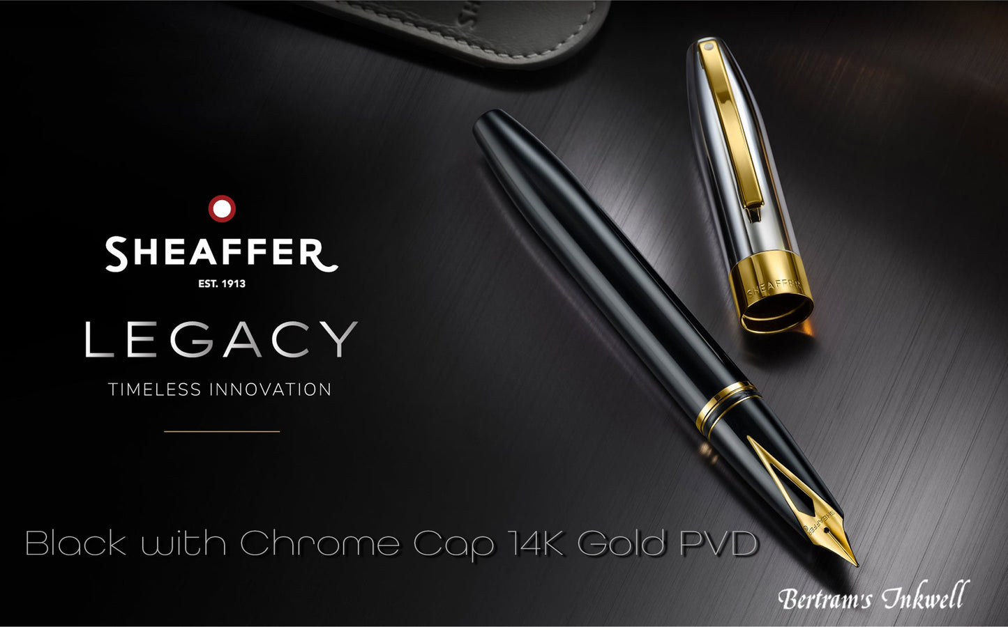 Sheaffer Legacy®  Black Lacquer with Chrome Cap 14K Gold PVD Fountain Pen