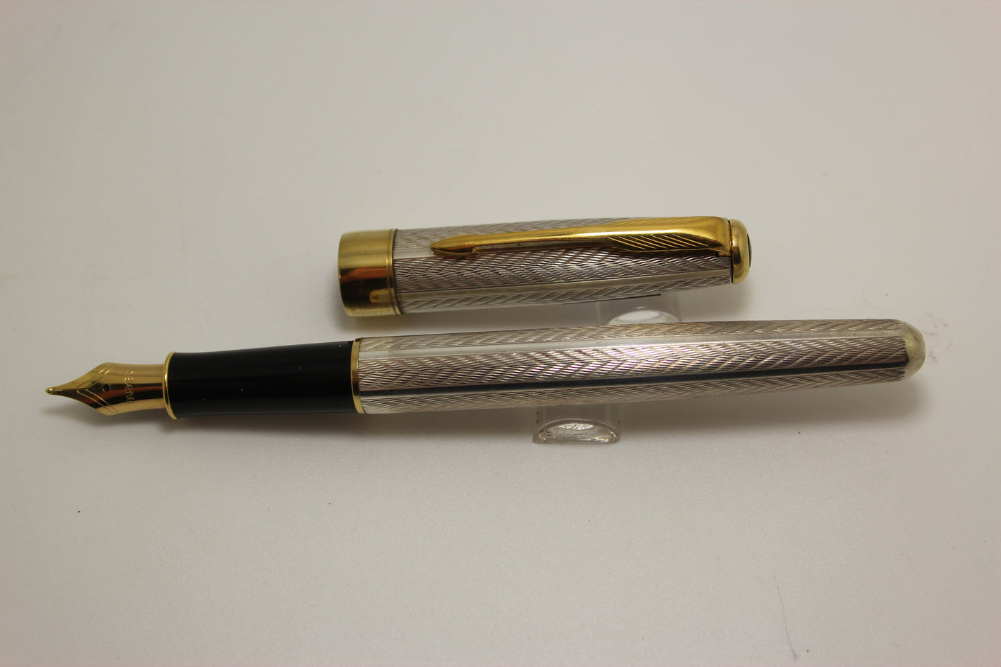 Parker Sonnet Sterling Silver Fougere Fountain Pen Steel Medium Nib