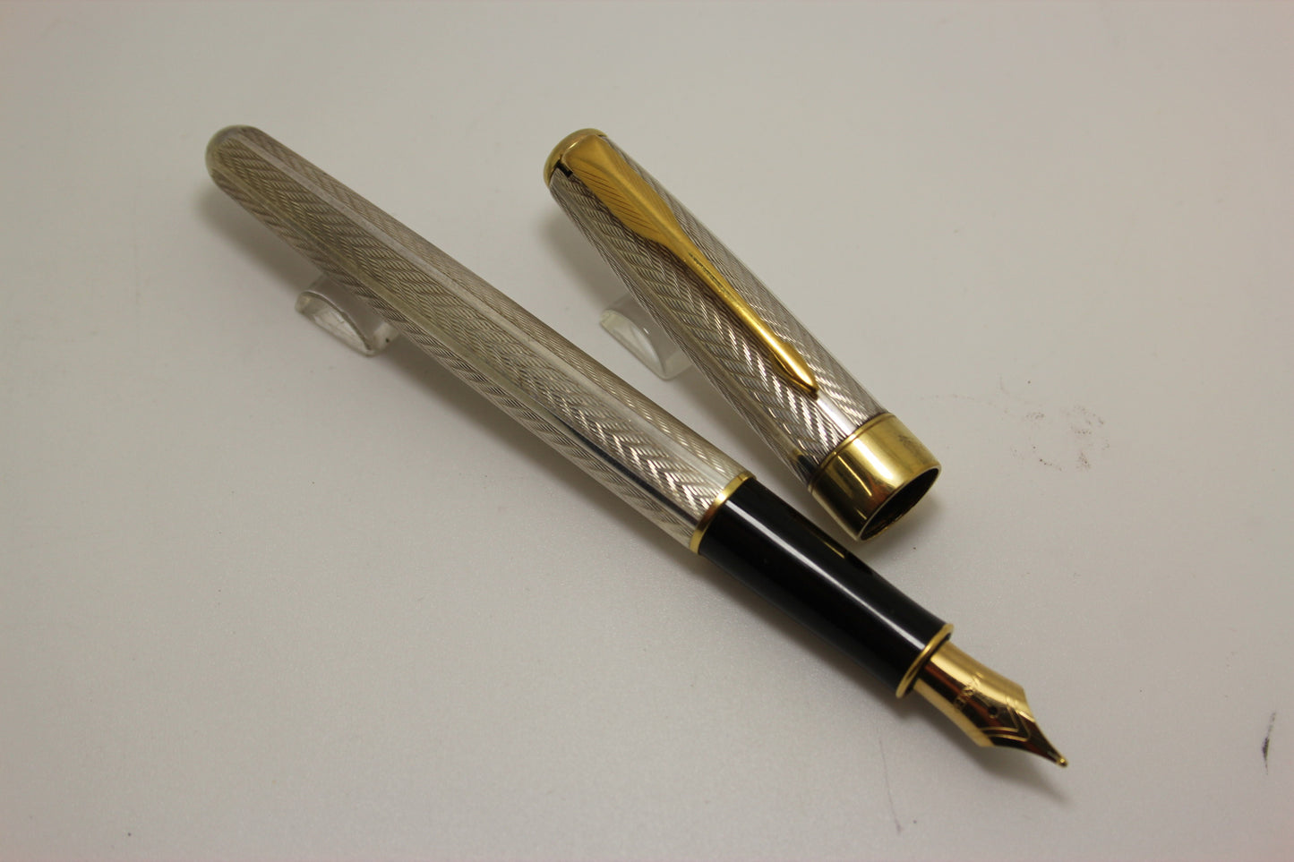 Parker Sonnet Sterling Silver Fougere Fountain Pen Steel Medium Nib