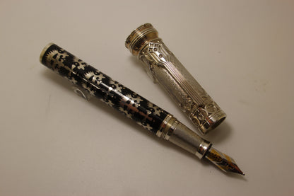 Michel Perchin Gothic Sterling Silver & Black Enamel limited edition Fountain Pen