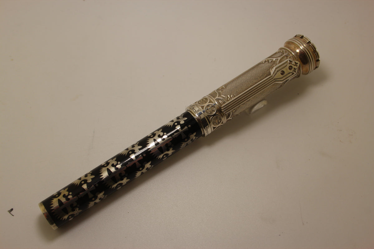 Michel Perchin Gothic Sterling Silver & Black Enamel limited edition Fountain Pen