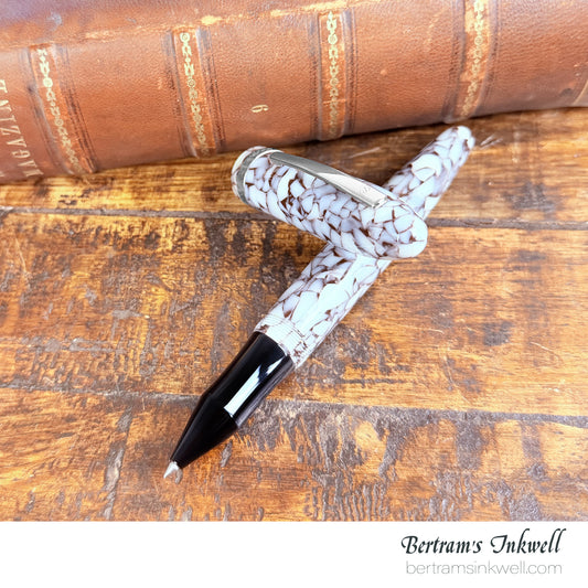 Laban Mento Iced Cracked Rollerball With Leather Pen Case