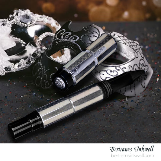 Laban Carnival Sterling Silver and Grey Enamel Rollerball With Leather Pen Case