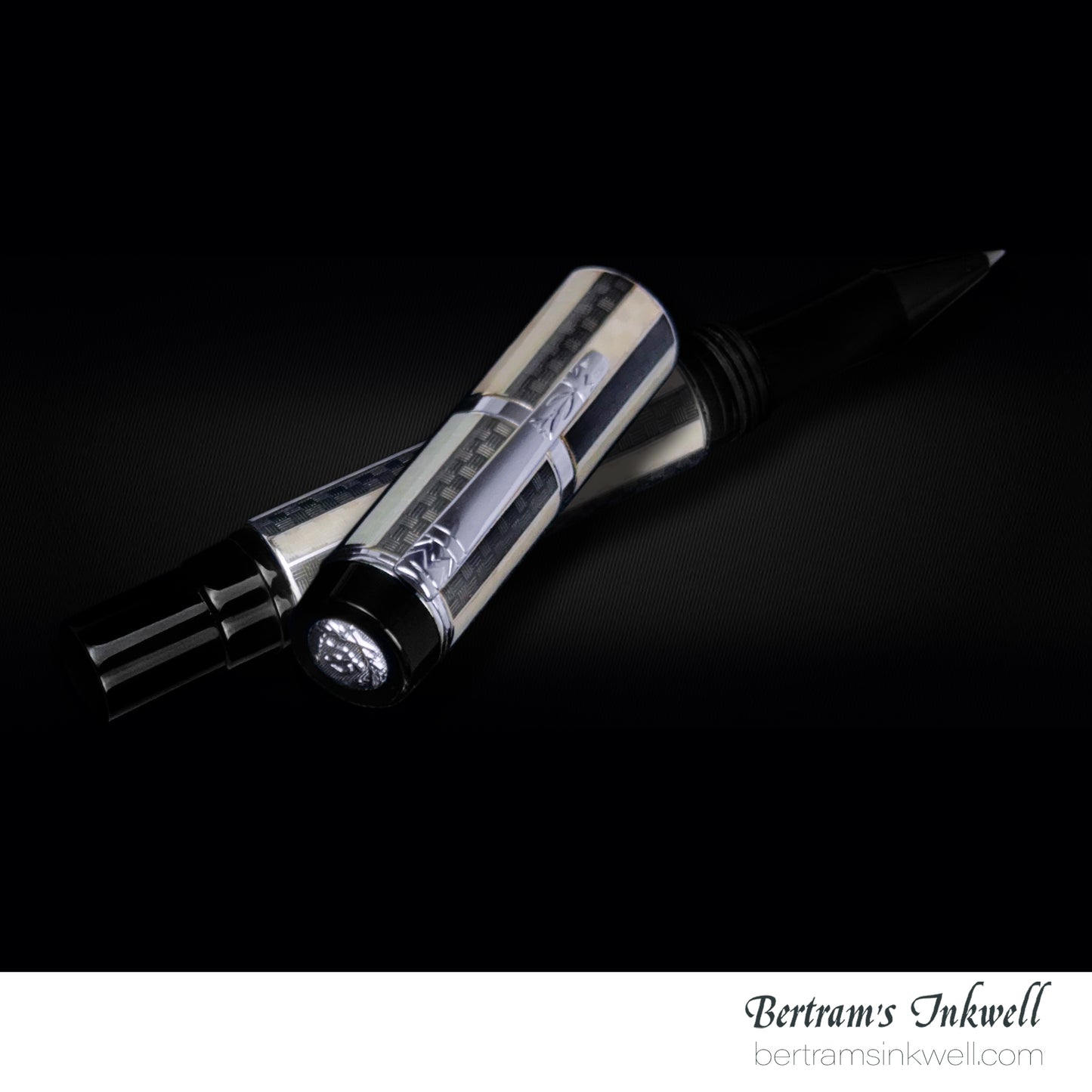 Laban Carnival Sterling Silver and Grey Enamel Rollerball With Leather Pen Case