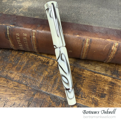 Laban Scepter Ivory Black Electric Rollerball With Leather Pen Case