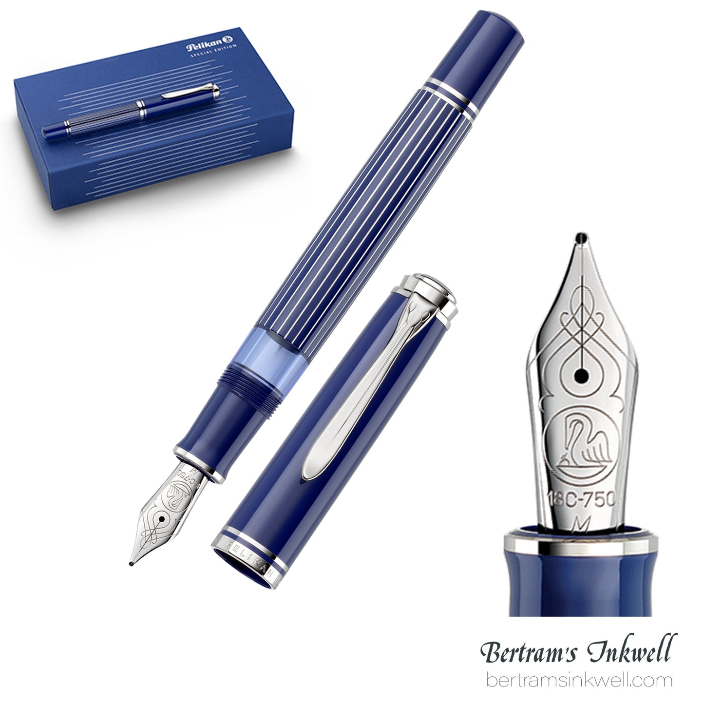 Pelikan Souverän M815 Metal Striped Blue Special Edition Fountain Pen
