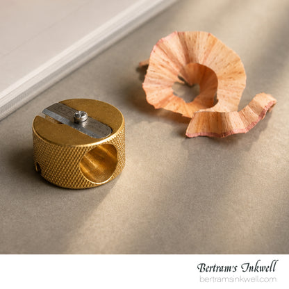 Mobius & Ruppert in Brass Artists Pencil Sharpener in Double Round