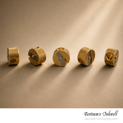 Mobius & Ruppert in Brass Artists Pencil Sharpener in Double Round