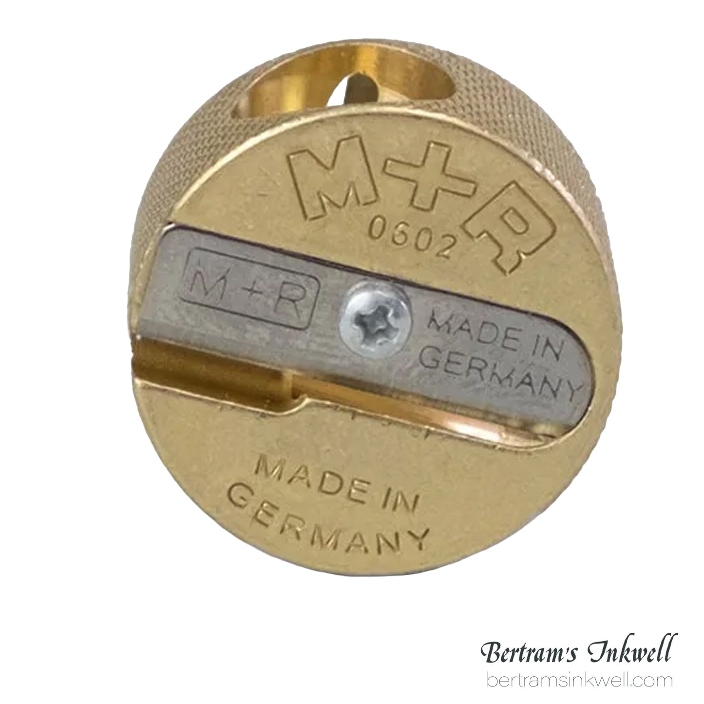 Mobius & Ruppert in Brass Artists Pencil Sharpener in Double Round