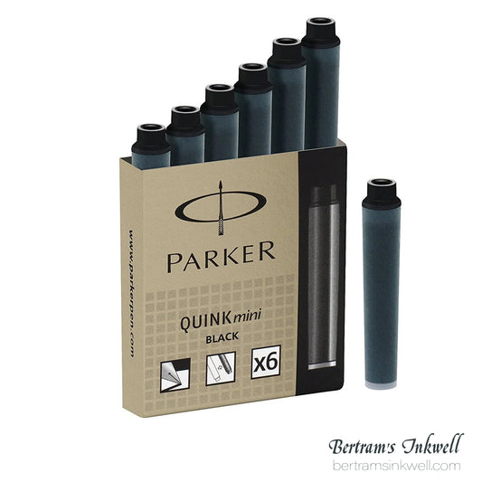 Parker Quink MINI Washable Black Ink Cartridges - 6 Pack