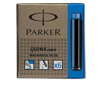 Parker Quink MINI Washable Blue Ink Cartridges - 6 Pack