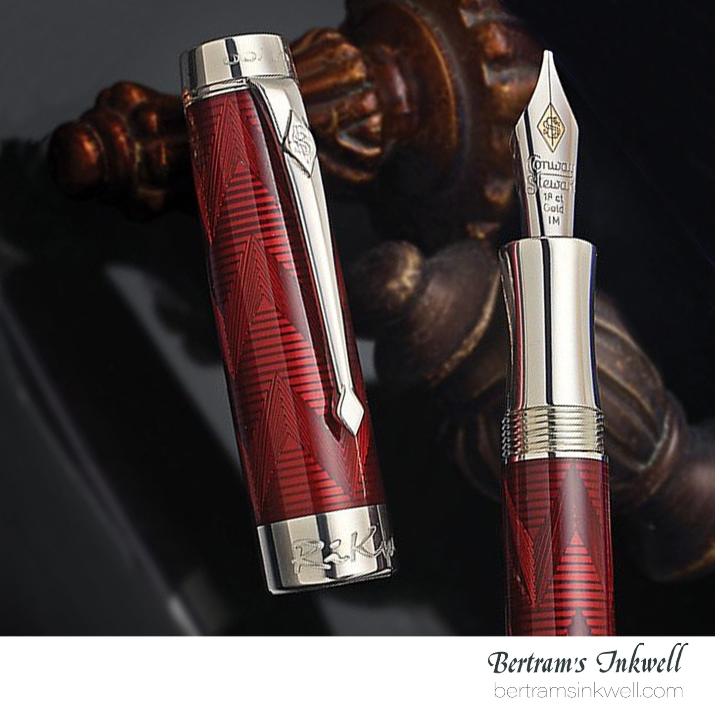 Conway Stewart Duro Serling Silver and Enamel Scarlet Red Limited Edition Fountain/Rollerball Pen, 2012