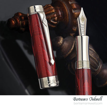 Conway Stewart Duro Serling Silver and Enamel Scarlet Red Limited Edition Fountain/Rollerball Pen, 2012