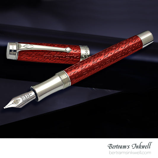 Conway Stewart Duro Serling Silver and Enamel Cherry Limited Edition Fountain/Rollerball Pen, 2012