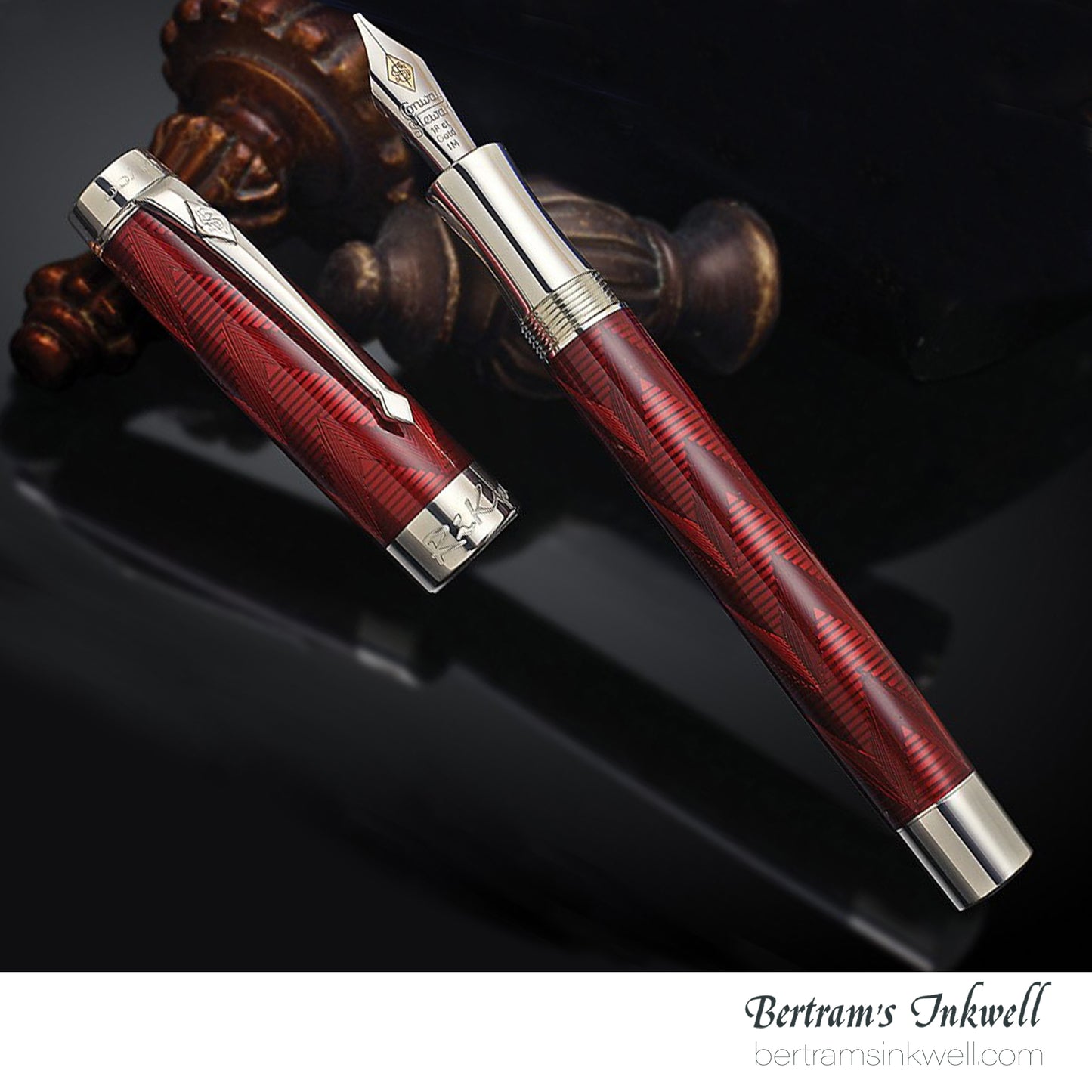 Conway Stewart Duro Serling Silver and Enamel Scarlet Red Limited Edition Fountain/Rollerball Pen, 2012