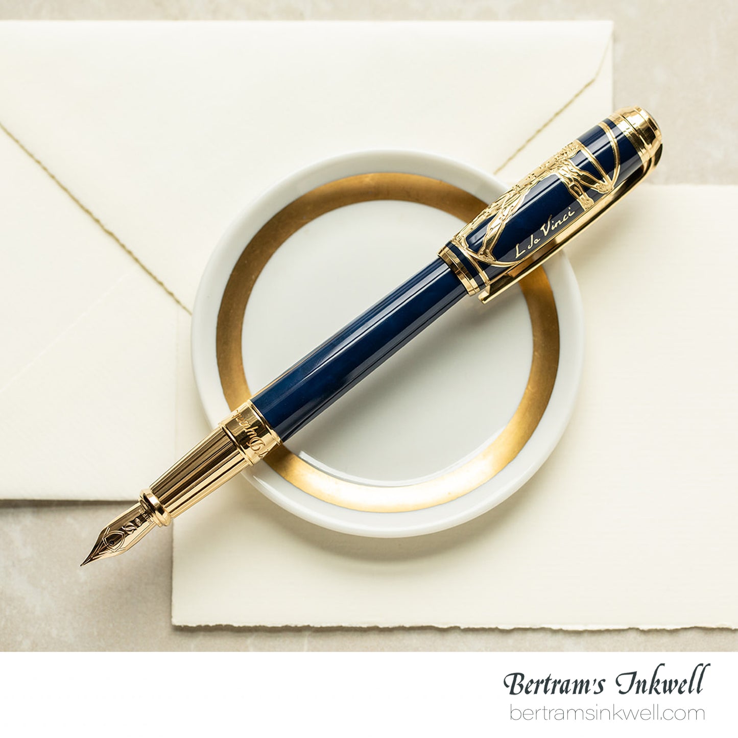 S.T. Dupont Line D Vitruvian Man Blue Lacquer Fountain Pen