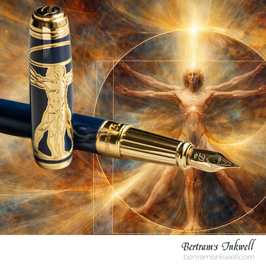 S.T. Dupont Line D Vitruvian Man Blue Lacquer Fountain Pen