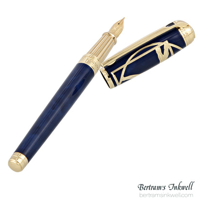 S.T. Dupont Line D Vitruvian Man Blue Lacquer Fountain Pen