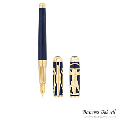 S.T. Dupont Line D Vitruvian Man Blue Lacquer Fountain Pen