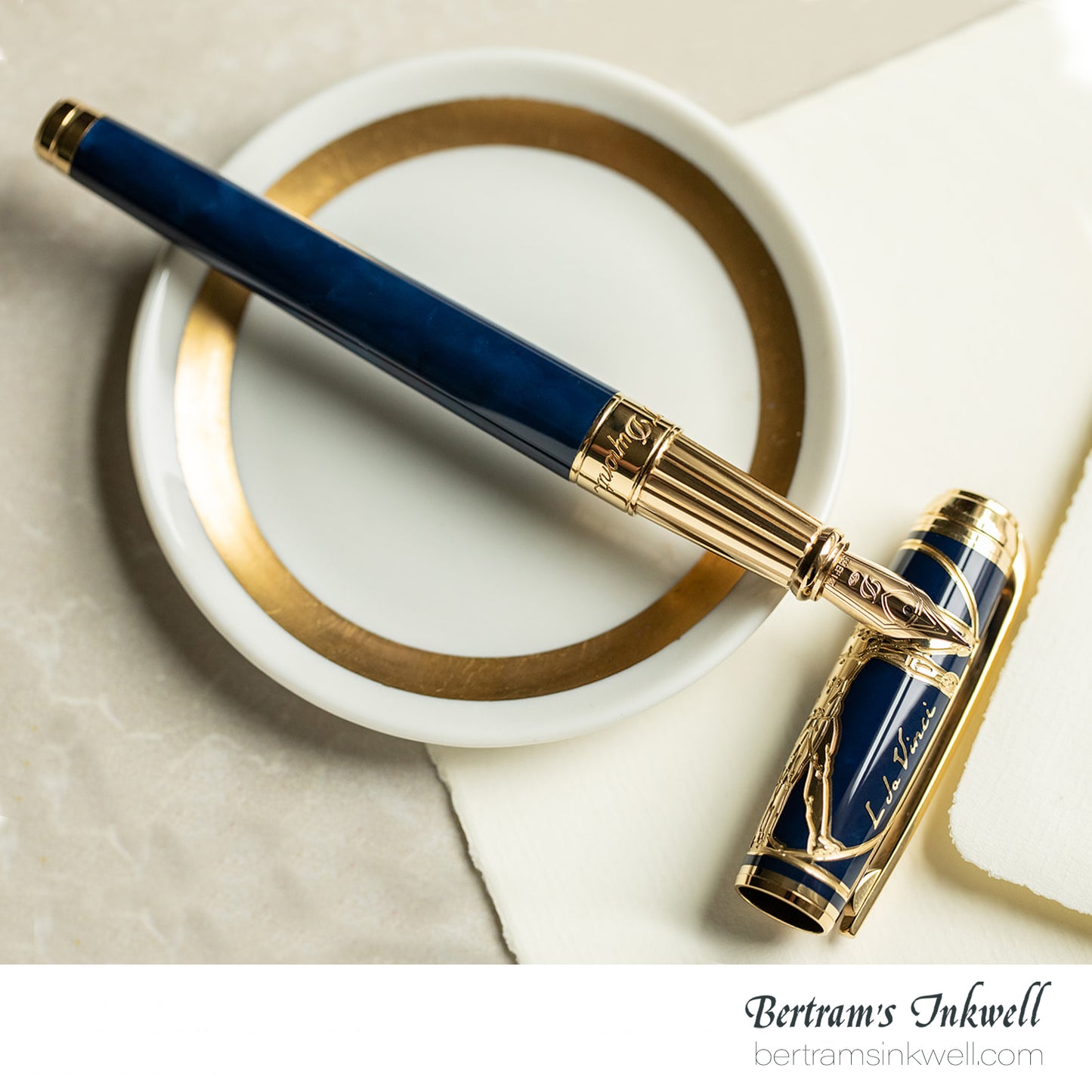 S.T. Dupont Line D Vitruvian Man Blue Lacquer Fountain Pen