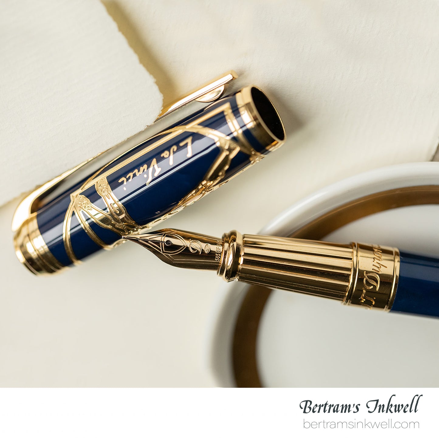 S.T. Dupont Line D Vitruvian Man Blue Lacquer Fountain Pen