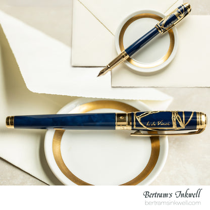 S.T. Dupont Line D Vitruvian Man Blue Lacquer Fountain Pen