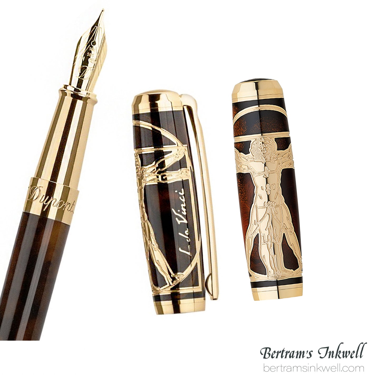 S.T. Dupont Line D Vitruvian Man Brown Lacquer Fountain Pen